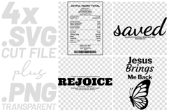 4x Christian Quotes Rejoice Saved SVG Cut Files Tee PNG DIY Product Image 1