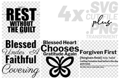 4x Inspirational Quotes Blessed Forgiven SVG Cut Files Rest Product Image 1