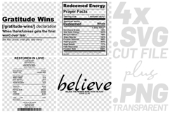 4x Christian Quotes Gratitude Wins SVG Cut Files Believe Product Image 1