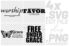 4x Christian Quotes Free Under Grace SVG Cut Files Tees Product Image 1