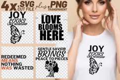 4x Christian Quotes Love Blooms Here SVG Cut Files Tees Product Image 1