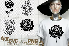 4x Floral SVG Rose Botanical PNG EPS Cut Files Cricut DIY Product Image 1