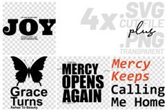 4x Christian Quotes Joy Mercy SVG Cut Files Grace Beauty Product Image 1