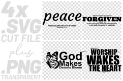 4x Religious Quotes Forgiven Peace SVG Cut Files Worship Art Product Image 1