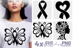 4x Cancer Awareness Ribbon Heart Butterfly SVG Cut Files Product Image 1