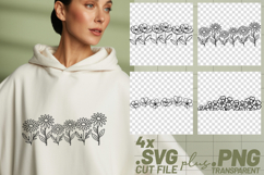 4x Floral SVG Tulip Daisy Border Cut Files Cricut PNG Product Image 1