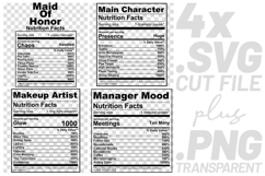 4x Nutrition Facts Makeup Manager SVG Cut Files Shirt Product Image 1