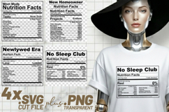4x Nutrition Facts Mom Home Newlyweds SVG Cut Files Shirt Gi Product Image 1
