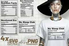 4x Nutrition Facts Mom Home Newlyweds SVG Cut Files Shirt Gi Product Image 1