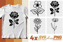 4x Floral SVG Rose Daisy Botanical Cut Files Cricut DIYs PNG Product Image 1
