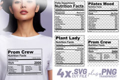 4x Nutrition Facts Petty Pilates Plants SVG Cut Files Shirts Product Image 1