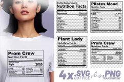 4x Nutrition Facts Petty Pilates Plants SVG Cut Files Shirts Product Image 1