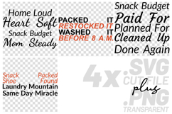 4x Funny Quotes Snack Budget Packed It Laundry SVG Cut Files Product Image 1