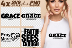 4x Christian Quotes Grace Faith SVG Cut Files Pray More Product Image 1