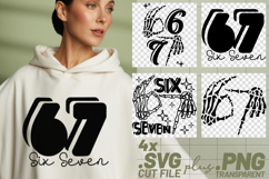 4x Skeleton 67 Six Seven SVG Cut Files Spooky Shirt Design Product Image 1