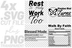 4x Christian Quotes Blessed Mode SVG Cut Files Rest Faith Product Image 1
