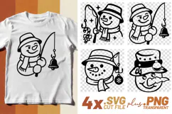 4x Snowman Fishing Candy Cane Coffee Cup SVG Cut Files Shirt Product Image 1