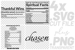 4x Inspirational Quotes Thankful Chosen SVG Cut Files Faith Product Image 1