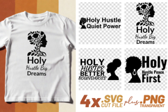 4x Motivational Quotes Holy Hustle Power Afro SVG Cut Files Product Image 1