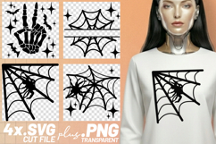 4x Halloween Skeleton Peace Spider Web SVG Cut Files Shirt Product Image 1