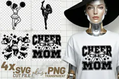 4x Cheer Mom Cheerleader Pom Poms Stars SVG Cut Files Shirts Product Image 1