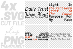 4x Inspirational Quotes Daily Trust Wise Mind SVG Cut Files Product Image 1