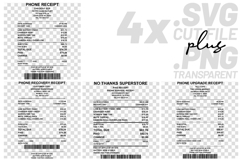 4x Phone Receipts Low Battery Panic Screen Time SVG Cut File Product Image 1