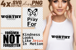 4x Christian Quotes Worthy Forgiven SVG Cut Files PNG DIY Product Image 1
