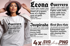 4x Leona Guerrera Inspirada Tired Cute Definition SVG Files Product Image 1