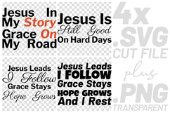 4x Jesus Leads I Follow Grace Stays Hope SVG Cut Files Product Image 1