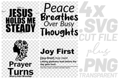 4x Christian Jesus Prayer Joy SVG Cut Files Peace Quotes Product Image 1