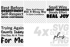 4x Inspirational Quotes Small Wins Quiet Progress SVG Files Product Image 1