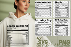 4x Funny Nutrition Label SVG Cricut Shirt Design Product Image 1