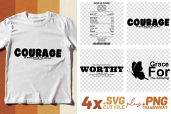 4x Christian Quotes Courage Worthy SVG Cut Files Cricut Product Image 1