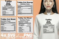 4x Funny Quotes Tabby Cat Club Nutrition Facts SVG Cut Files Product Image 1