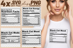 4x Funny Quotes Black Cat Club Mood Purrs Paws SVG Cut Files Product Image 1