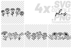 4x Floral SVG Wildflower Rose Daisy Cut Files Cricut PNG Product Image 1