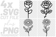 4x Floral SVG Rose Daisy PNG EPS Cut Files Cricut Crafts Product Image 1