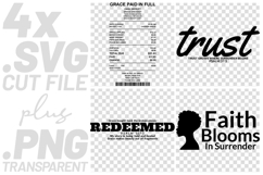 4x Religious Quotes Redeemed Trust SVG Cut Files Grace Art Product Image 1