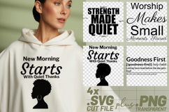 4x Christian Quotes Strength Made Quiet SVG Cut Files DIY Product Image 1
