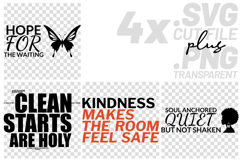 4x Inspirational Quotes Soul Anchored Hope SVG Cut Files PNG Product Image 1