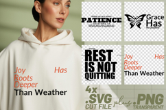 4x Inspirational Quotes Patience Joy SVG Cut Files Grace Go Product Image 1