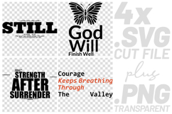 4x Christian Quotes Still Strength SVG Cut Files Cricut Product Image 1