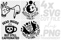 4x Resting Witch Face Dead Still Caffeinated AF SVG Cut File Product Image 1