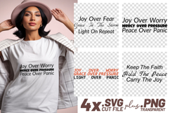 4x Joy Over Fear Worry Peace Panic SVG Cut Files Cricut Product Image 1