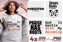 4x Religious Quotes Forgiven SVG Cut Files Praise Jesus Art Product Image 1