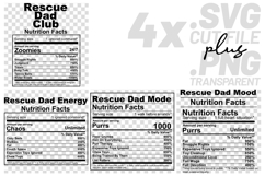 4x Funny Quotes Rescue Dad Club Energy Mode Mood SVG Files Product Image 1