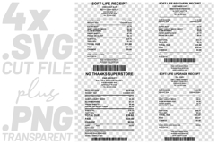 4x Soft Life Receipts Self Care Quotes SVG Cut Files Cricut Product Image 1