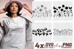 4x Floral SVG Butterfly Wildflower Border Cricut PNG EPS Product Image 1