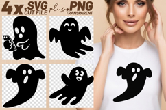 4x Halloween Ghost Happy Surprise Flying SVG Cut Files Shirt Product Image 1